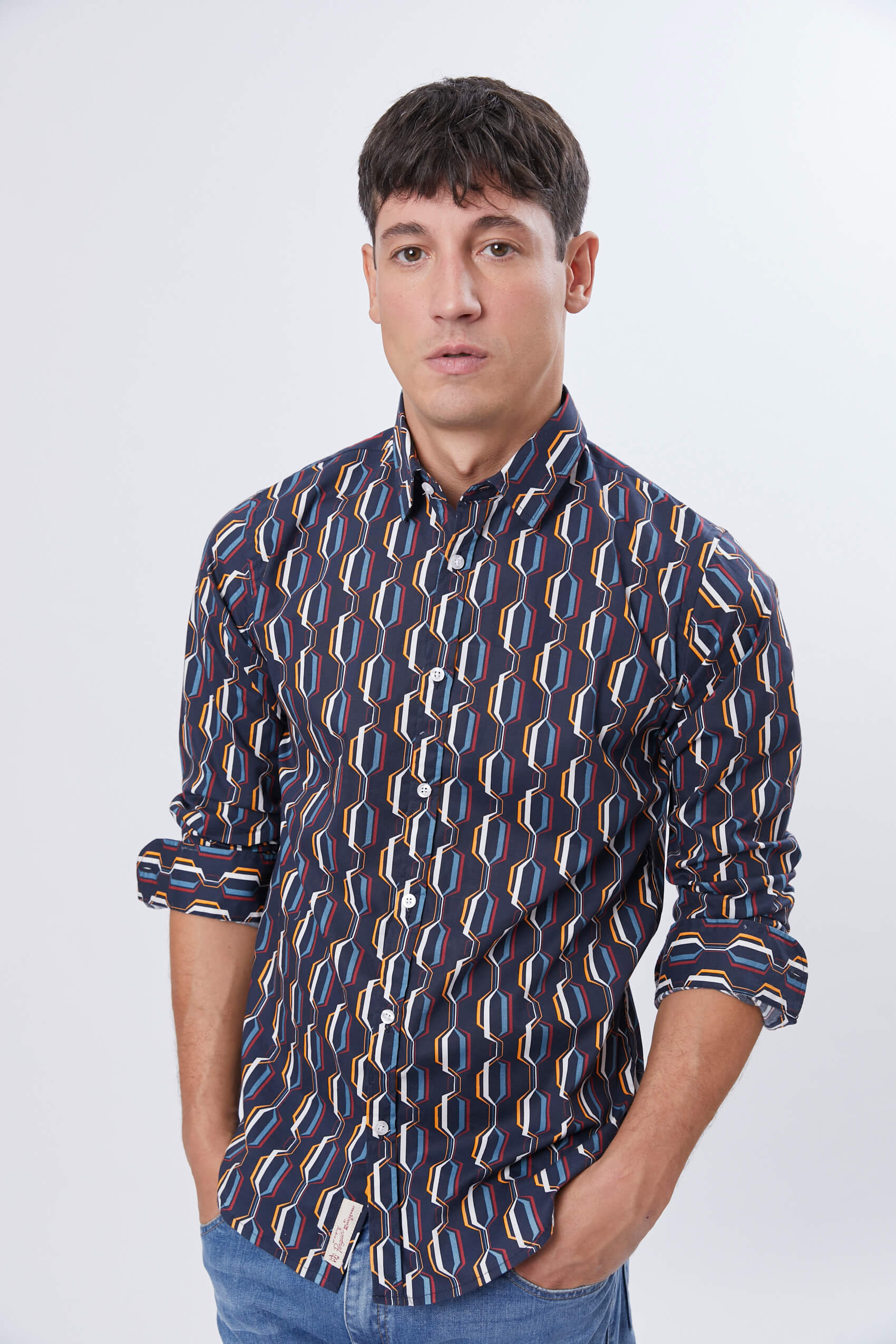 Ls Geo Retro Print Shirt