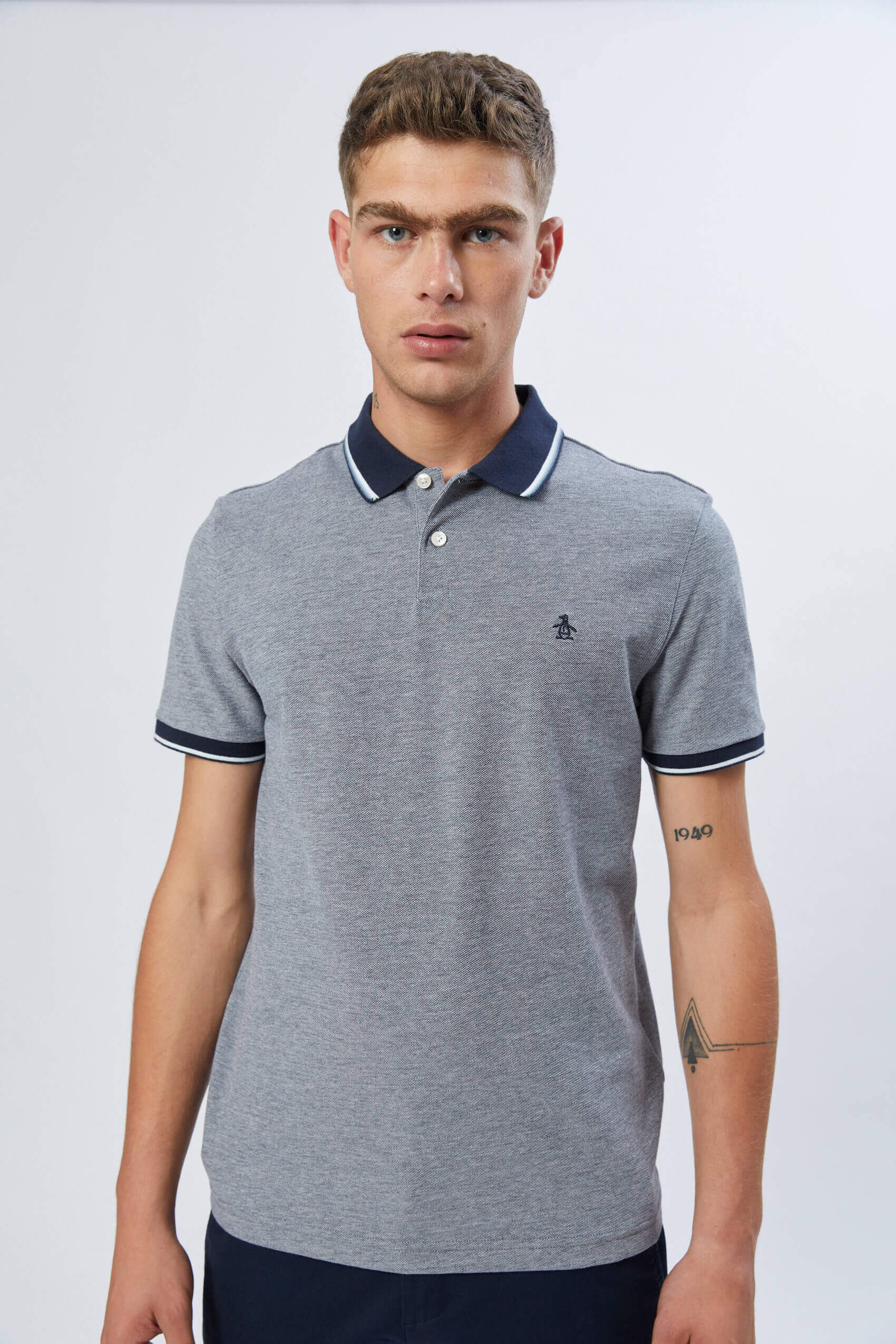 Stripe Collar Oxford Polo