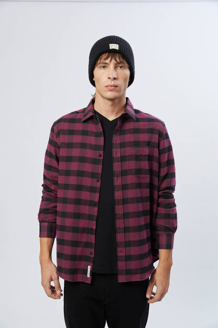 Ls Flannel Plaid W/Pkt Shirt