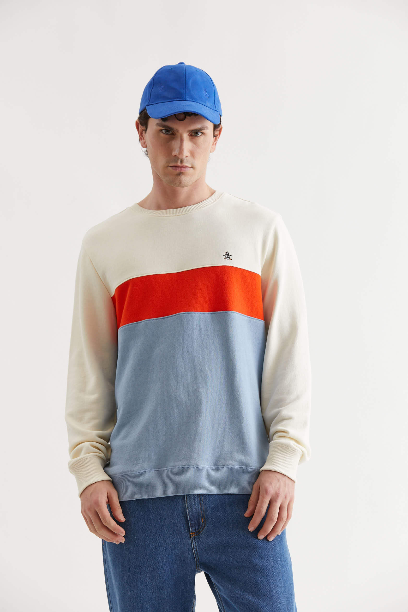 Contrast Chest Crew Neck Knit