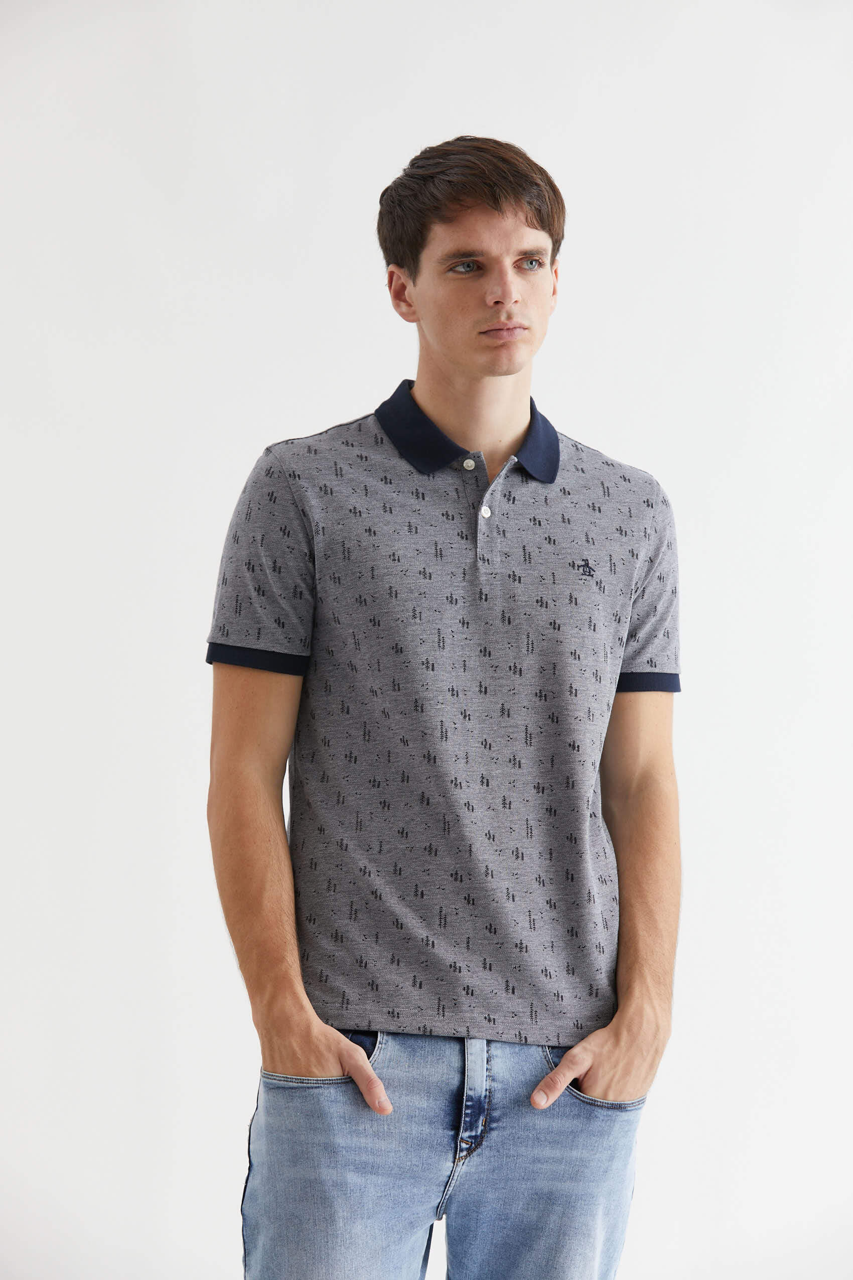 Ss Birdseye Full Print Forest Polo
