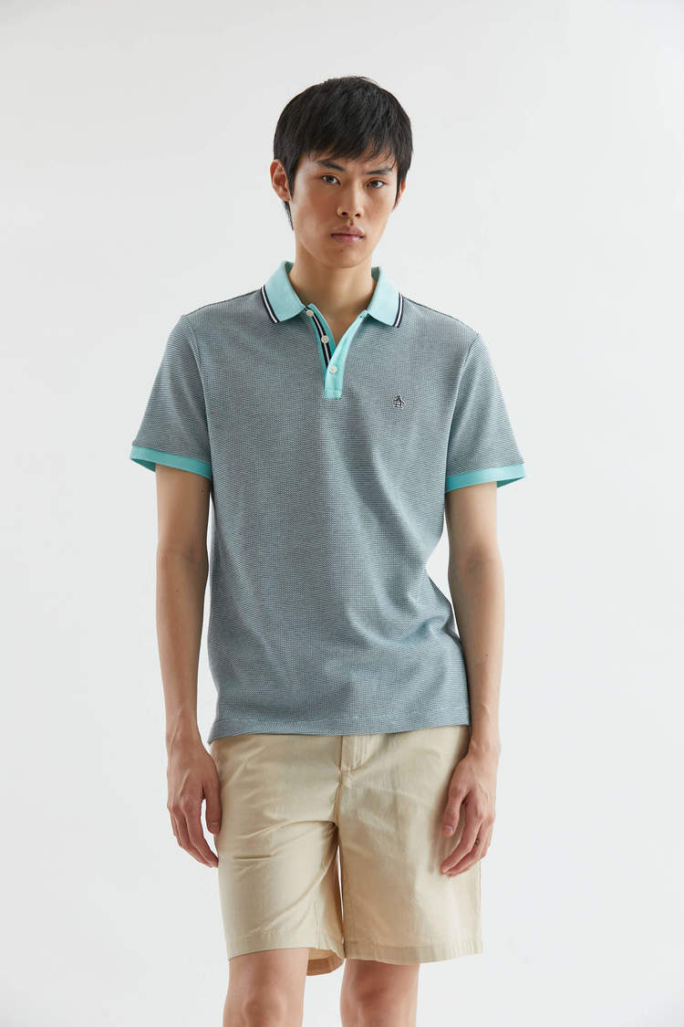 Ss Oxford Stripe Collar Polo