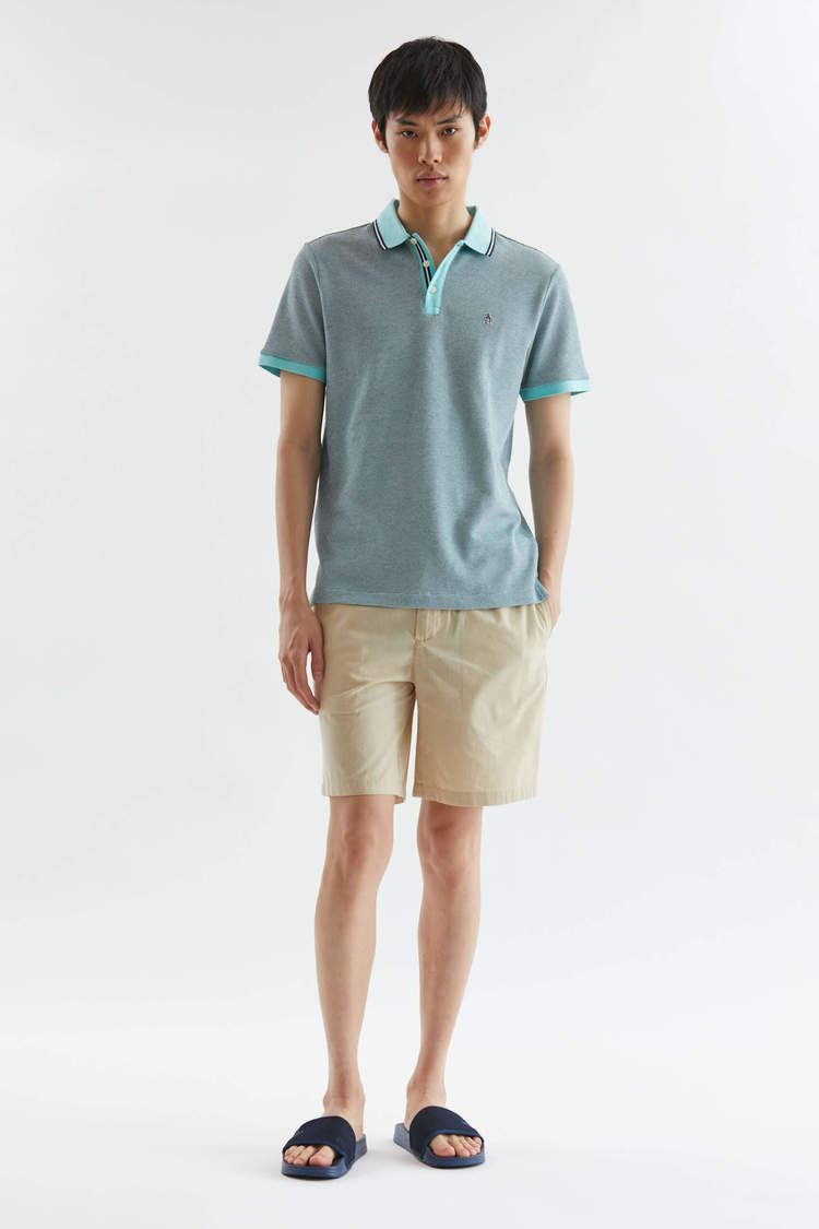 Ss Oxford Stripe Collar Polo