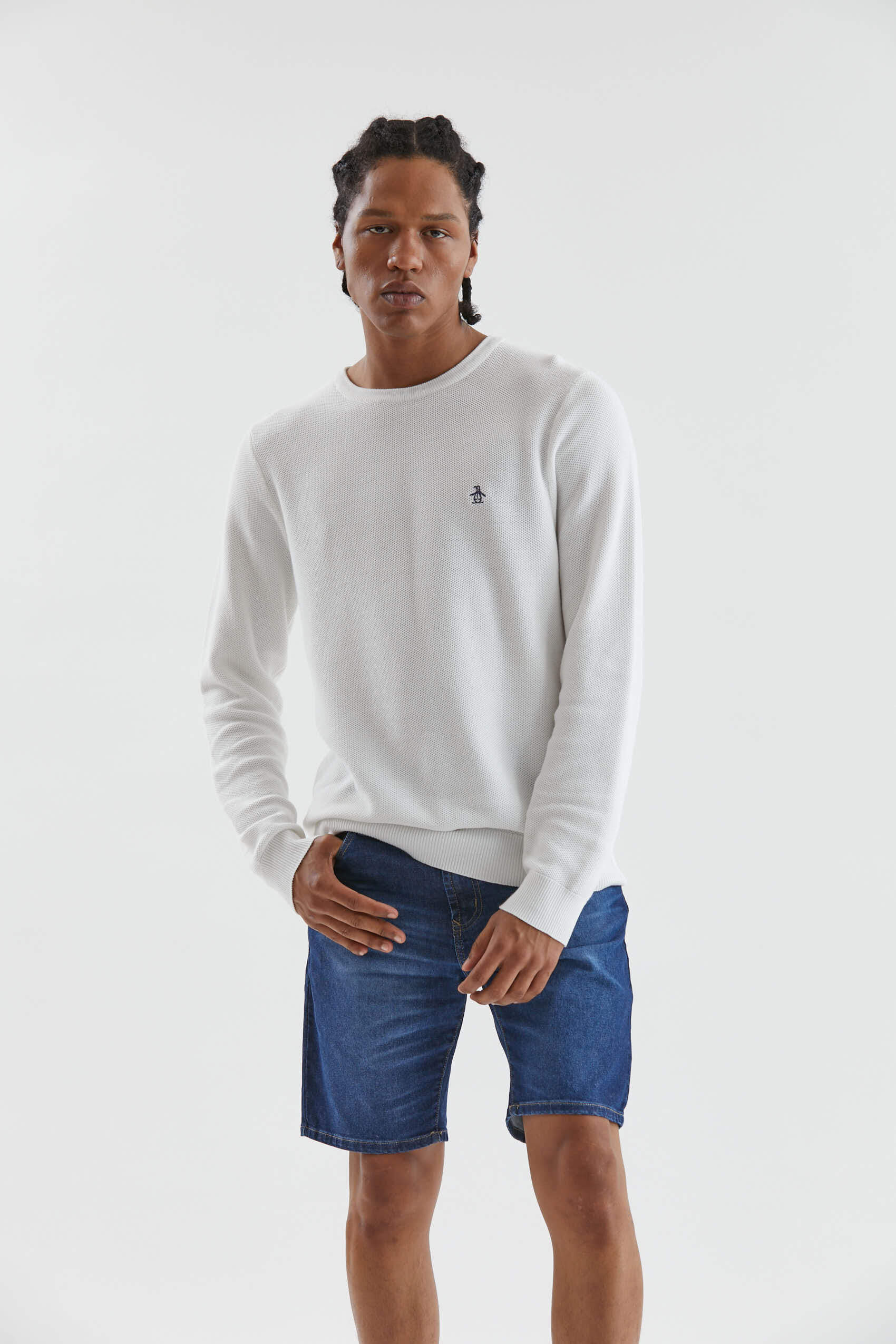 Point Cotton Crew Sweater