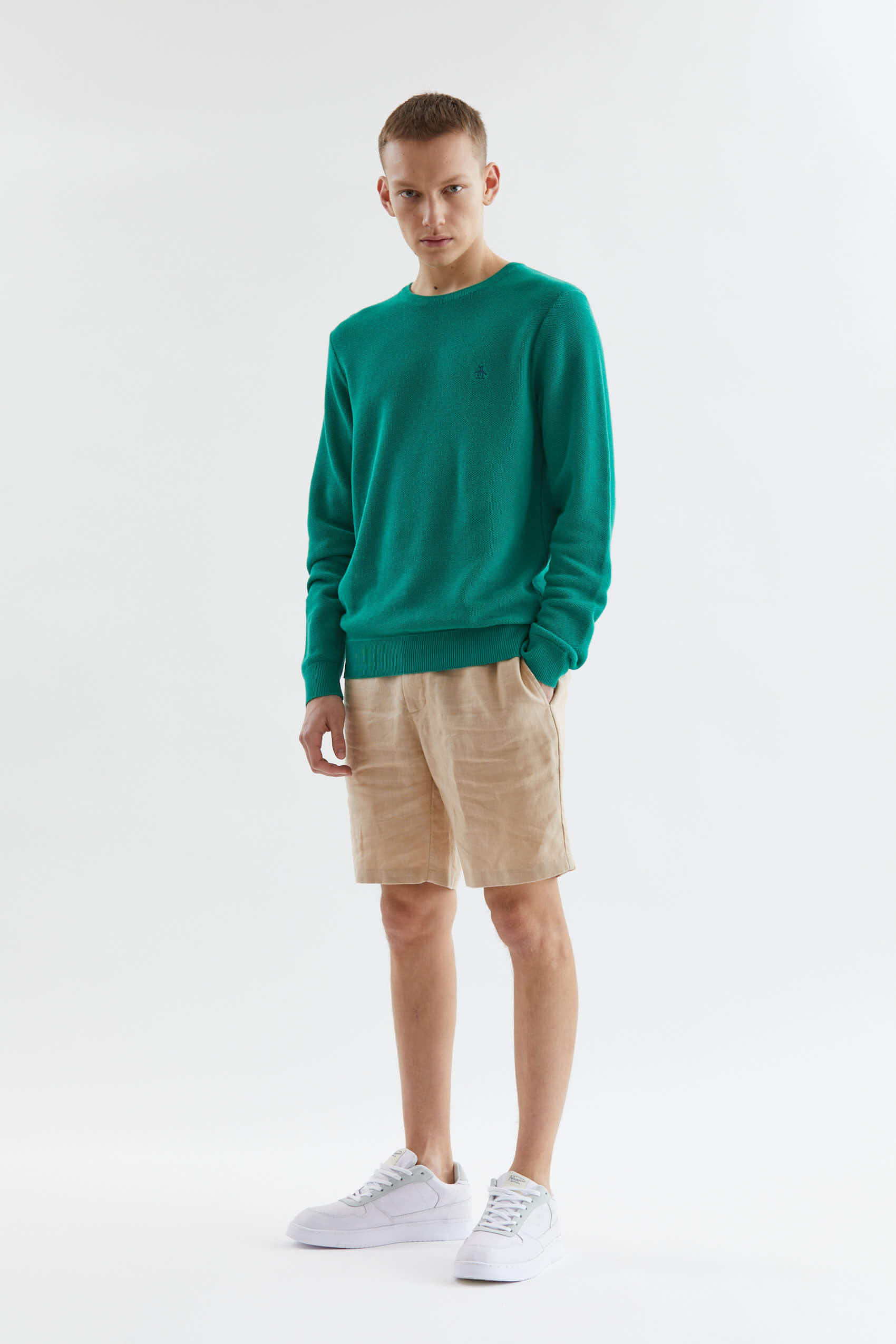 Point Cotton Crew Sweater