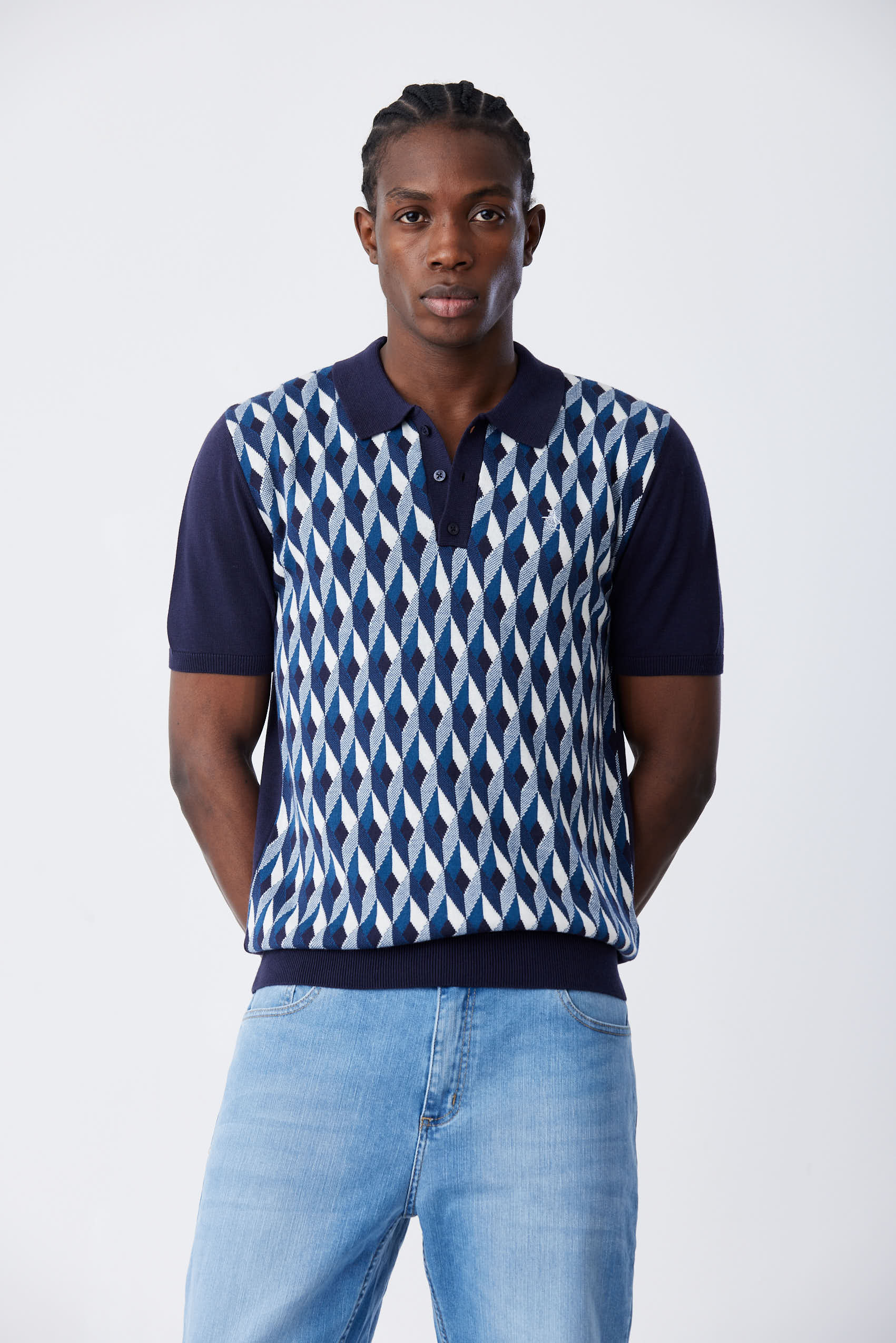 Ss Knitted Jacquard Polo