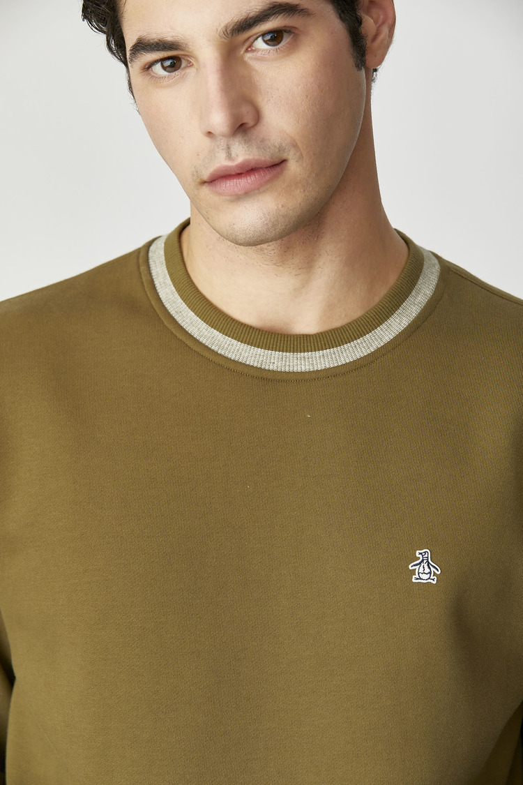 Sherpa Stripe Cuff Crew Neck Knit
