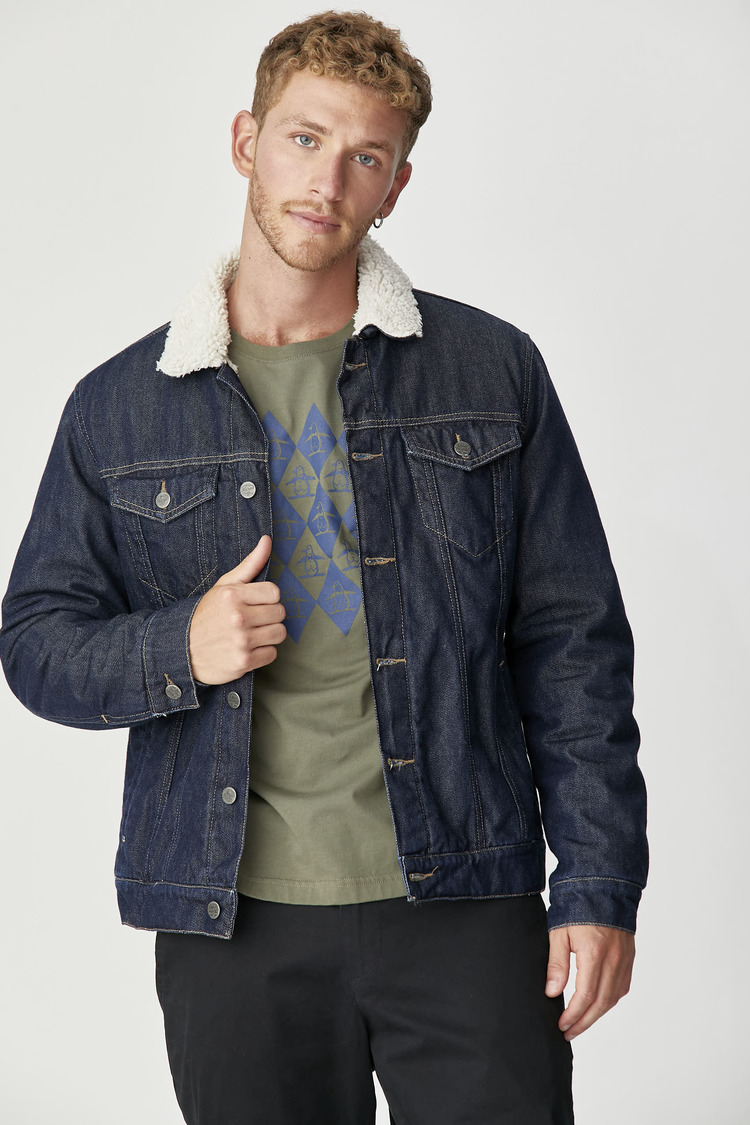 Denim Jacket W/Sherpa True Black