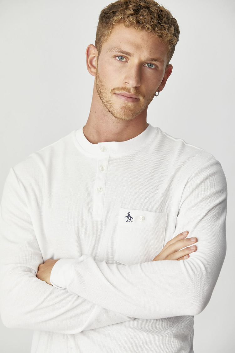Ls Henley Waffle Tee