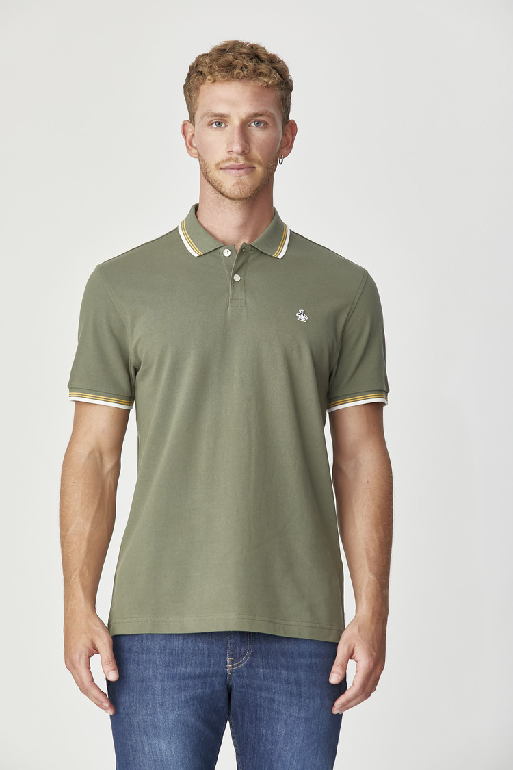 Ss Stripe Collar Polo