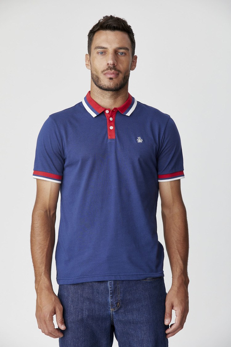 Ss Contrast Stripe Collar  Polo