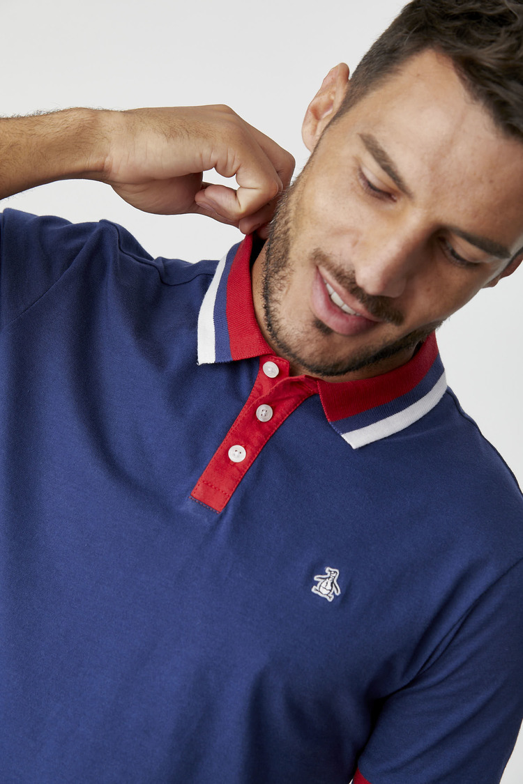 Ss Contrast Stripe Collar  Polo