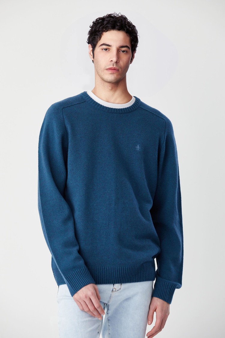 Solid Lambswool Crew
