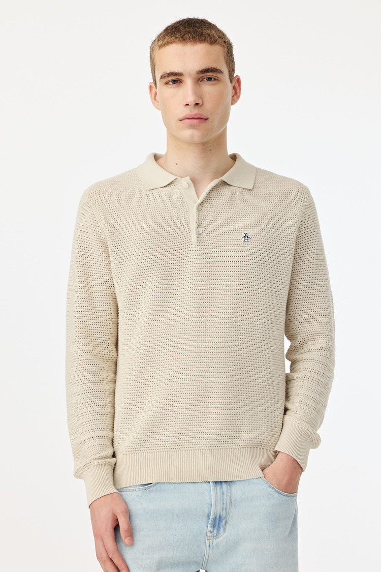 Ls Knitted Polo Sweater