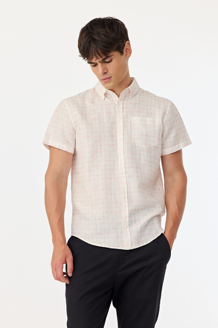 Ss Water Geo Linen Print Shirt